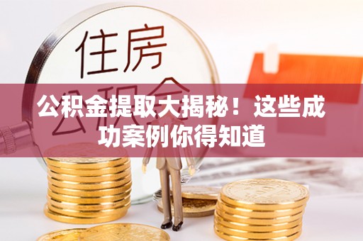 永新公积金提取大揭秘！这些成功案例你得知道